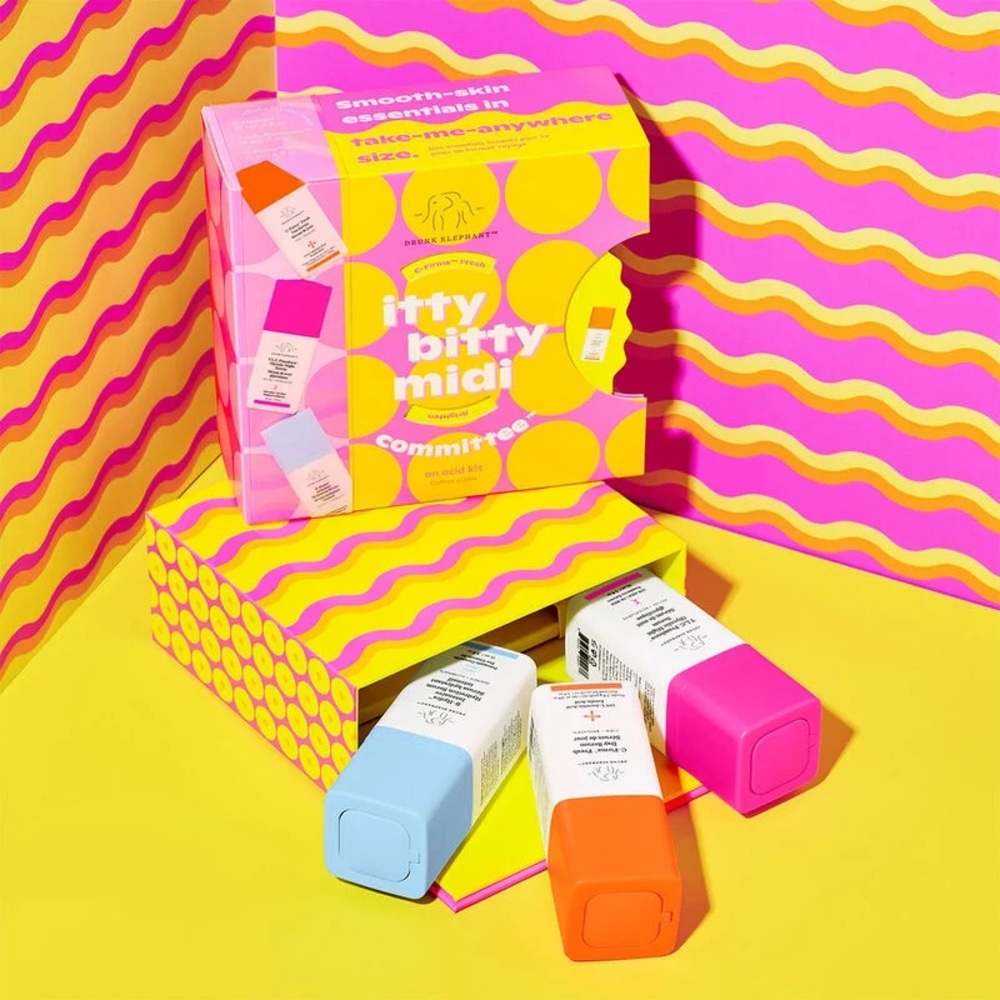 NIB Drunk Elephant Itty Bitty Midi Committee: An Acid Kit, Travel Size Serums - Picture 4 of 4
